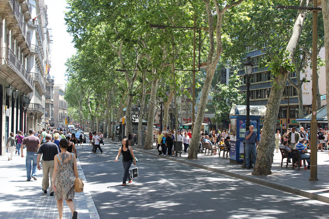 the famous La Rambla in the heart of Barcelona